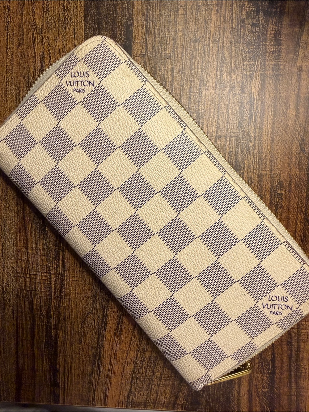 Louis Vuitton Damier Azur Zip Around Wallet - Cream & Blue